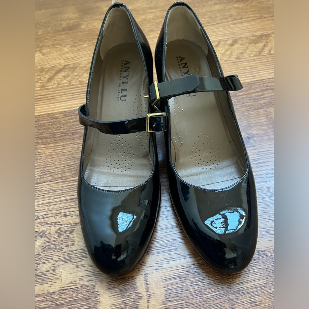 ANYI LU Italian Patent Leather Shoes Heels Strappy Feminine Coquette 38.5